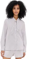 Leset Yoshi Tie Shirt Parchment/pinot Stripe In Parchment/pinot Stripe