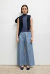 Leset Yoshi Wide Leg Boxer Pant In Blue