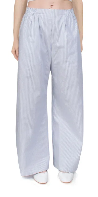 Leset Yoshi Wide Leg Boxer Pant In Seaside Stripe In Blue