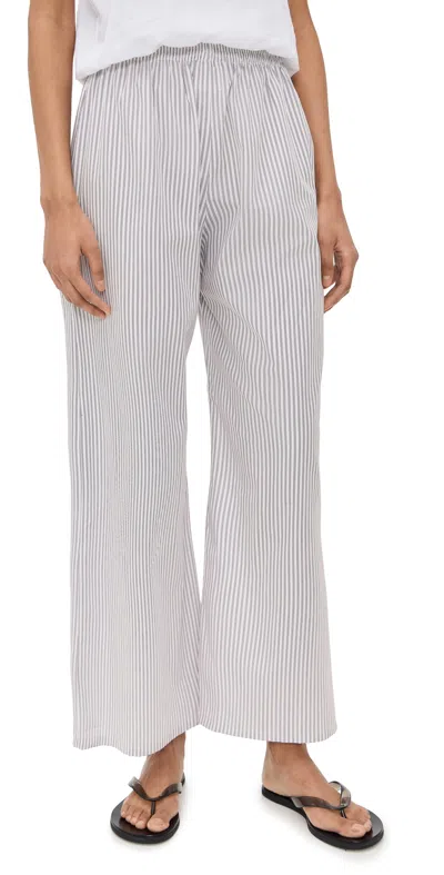 Leset Yoshi Wide Leg Boxer Trousers Parchment/pinot Stripe