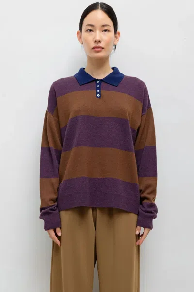 Leset Zoe Rugby Polo In Raisin Bark Indigo