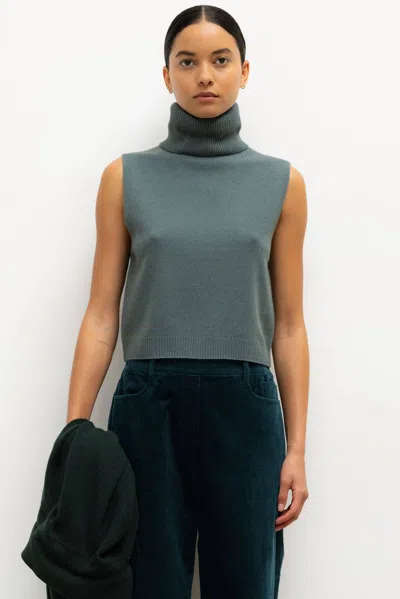 Leset Zoe Sleeveless Turtleneck Top In Eucalyptus In Green