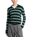 Leset Zoe Stripe Polo Sweater In Green