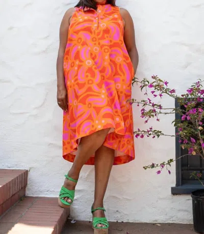 Lesley Evers Kait Swing Dress In Orange Pink