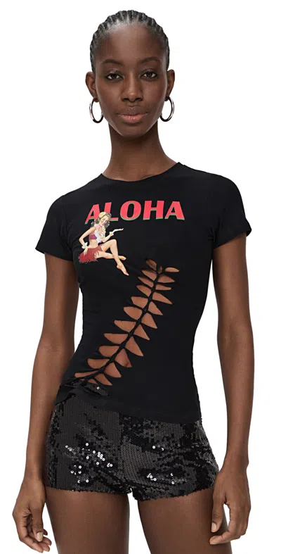 Leslie Amon Aloha Tee Black In Multi
