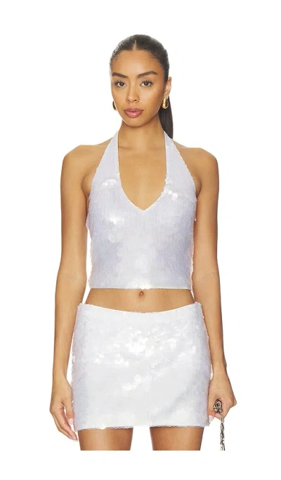 Leslie Amon Angel Halter Top In White