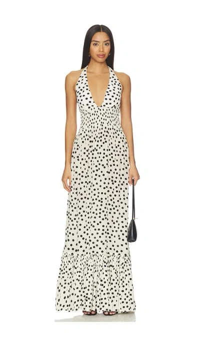Leslie Amon Ari Halter Maxi Dress In White