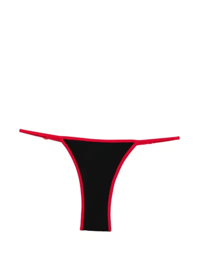 Leslie Amon Cerise Bead-embellished Bikini Bottoms In Black