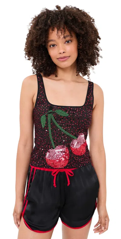 Leslie Amon Cherry Tank Top Black And Red In Multi
