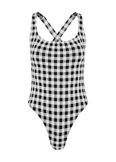 Leslie Amon Cindy Checked Swimsuit In Black And White