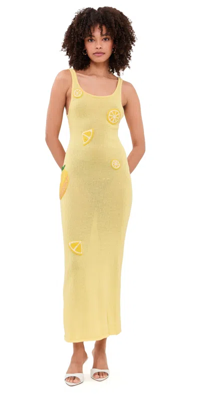 Leslie Amon Citron Knit Tank Dress Lemon In Yellow