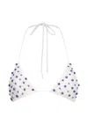 Leslie Amon Micro Evil Eye Bikini Top White And Blue In Purple