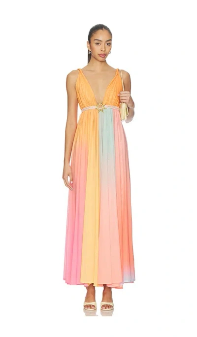 Leslie Amon Fairy Mesh Dress In Rainbow Pastel