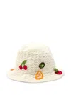 Leslie Amon Tutti Frutti Embroidered Crochet Bucket Hat In Multi