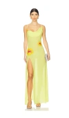 Leslie Amon Galli Hibiscus Maxi Dress In 옐로우