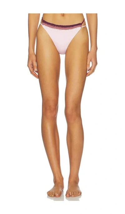 Leslie Amon Garis Trim Bikini Bottom In Brown