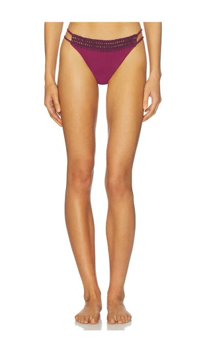 Leslie Amon Garis Trim Bikini Bottom In Purple