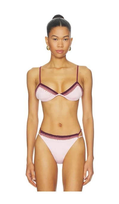 Leslie Amon Garis Trim Bikini Top In Purple
