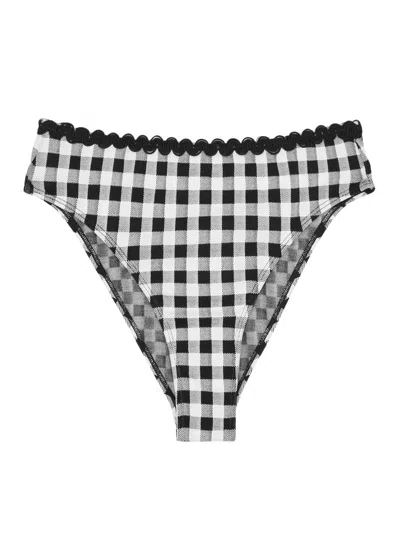 Leslie Amon Kendall Checked Bikini Briefs In Black And White