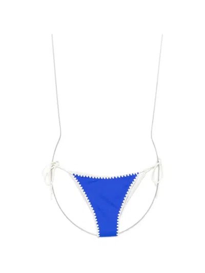 Leslie Amon Lucy Crochet-trim Bikini Bottom In Blue