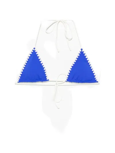Leslie Amon Lucy Whipstitch Bikini Top In Blue