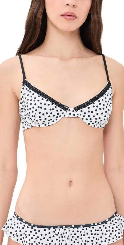 Leslie Amon Maya Polka Bikini Top White Polka