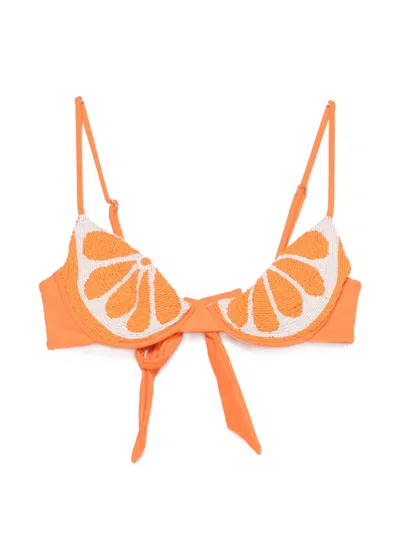 Leslie Amon Orange Slice Bead-embellished Bikini Top