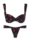 Leslie Amon Paloma Printed Bikini In Black