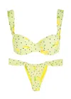 Leslie Amon Paloma Printed Bikini In Yellow