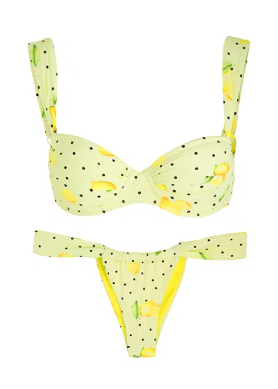 Leslie Amon Paloma Printed Bikini In Yellow