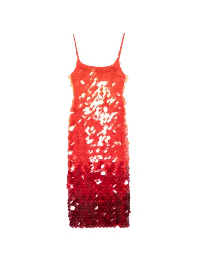 Leslie Amon Paloma Sequin-embellishmentt Midi Dress In Red