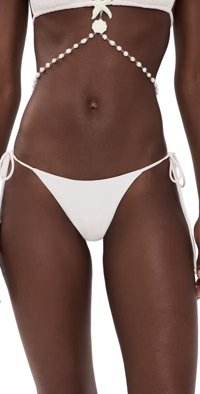 Leslie Amon Pearl White Bikini Bottoms White