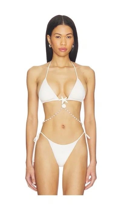 Leslie Amon Pearl White Bikini Top
