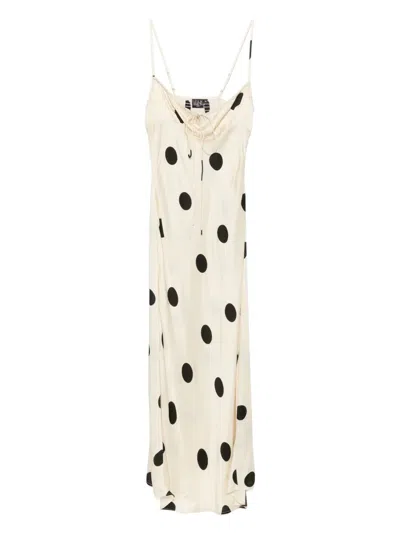 Leslie Amon Polka-dot Slip Maxi Dress