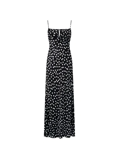 Leslie Amon Polka-dot Maxi Dress In Black