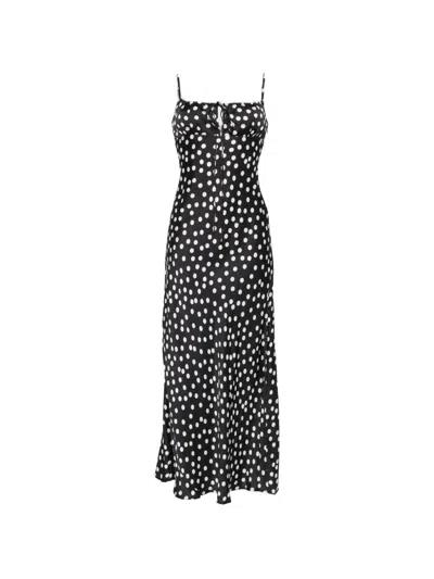 Leslie Amon Polka-dot Slip Dress In Black