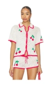 Leslie Amon Ruby Crochet Shirt White And Red In White