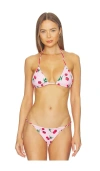 Leslie Amon Ruby Twisted Bikini Top In Pink