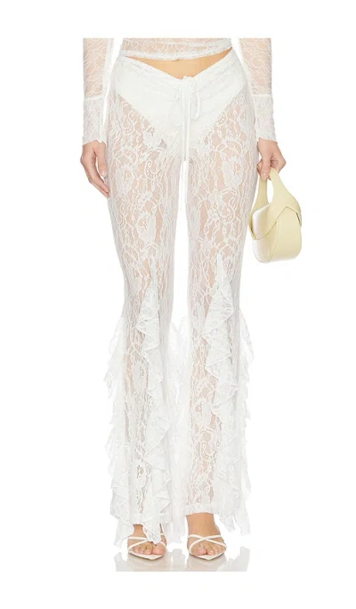 Leslie Amon Ruffle Pants In White Lace
