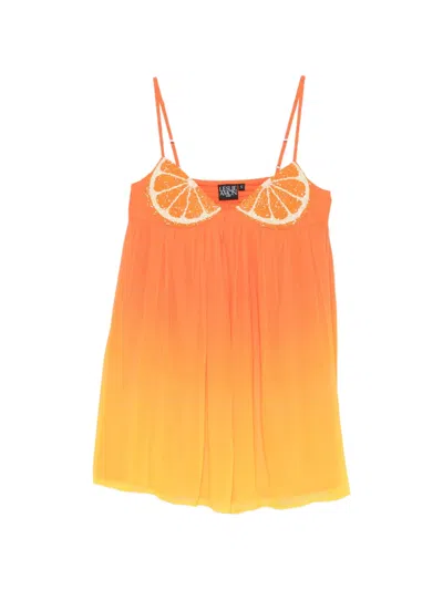 Leslie Amon Sequin-embellished Ombre Mini Dress In Orange