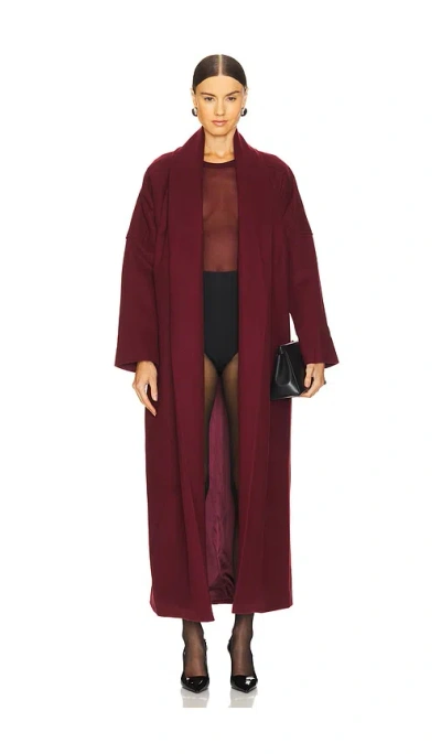 Leslie Amon Shawl Coat In Burgundy