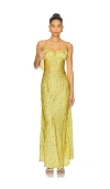 Leslie Amon Slip Dress In Yellow Lemon