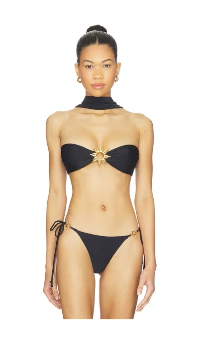 Leslie Amon Sun Bandeau Neck Bikini Top In Black