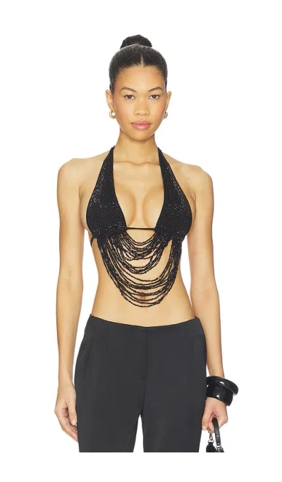 Leslie Amon Talli Round Floating Bead Top In Black