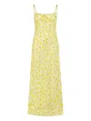 Leslie Amon Tie Lemon-print Slip Maxi Dress In Multi
