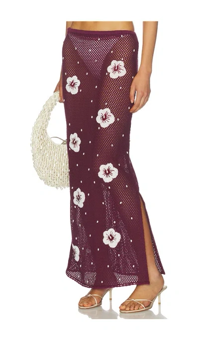 Leslie Amon Treasure Hibiscus Skirt In Brown