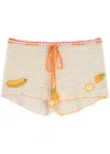 Leslie Amon Tutti Frutti Crochet Shorts In White