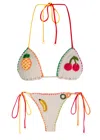 Leslie Amon Tutti Frutti Embroidered Bikini In White
