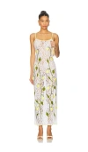 Leslie Amon Under The Lemon Tree Embroidered Midi Dress In Lace Embroidered