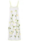 Leslie Amon Under The Lemon Tree Embroidered Midi Dress In White